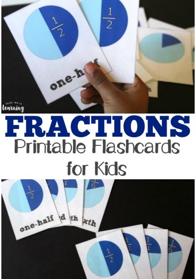 Pick up these printable fraction flashcards to get some easy math practice with the kids!