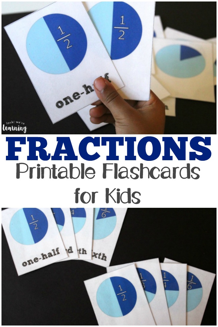Pick up these printable fraction flashcards to get some easy math practice with the kids!