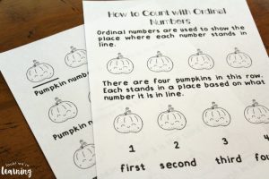 Preschool Ordinal Number Worksheets