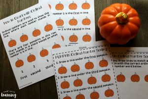 Printable Pumpkin Themed Ordinal Number Lesson
