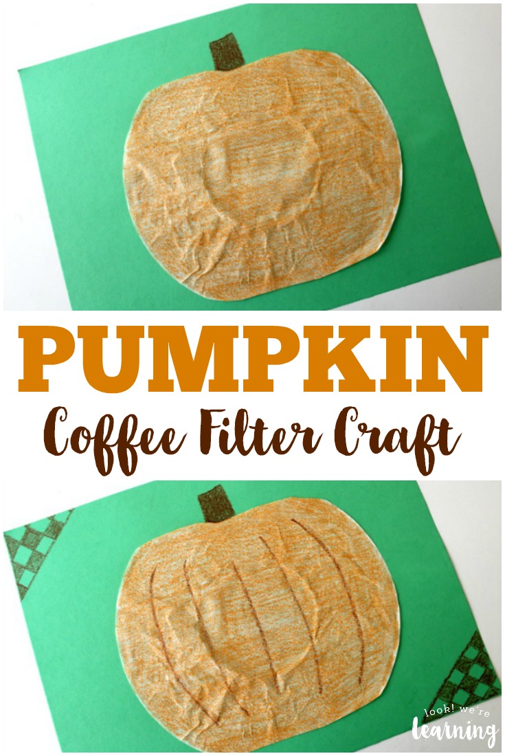 Share a simple fall craft with this easy coffee filter pumpkin craft the kids can make!