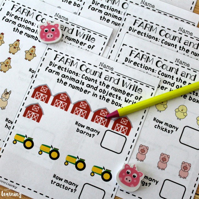 Farm Counting Worksheets for Kids