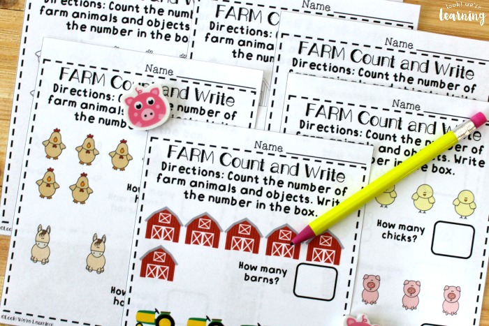 Farm Counting Worksheets for Preschoolers