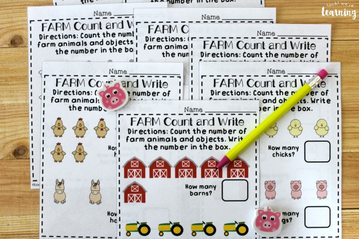 Farm Fall Counting Worksheets for Preschoolers