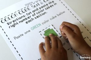 Color Cubes Preschool Sorting Worksheets