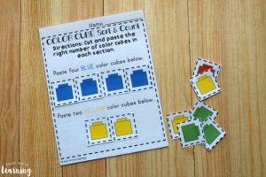 Colorful Cube Sorting Worksheets