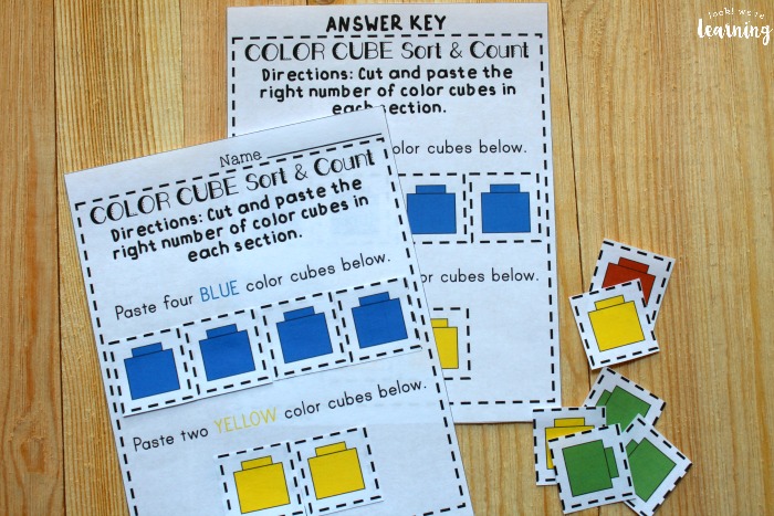 Colorful Cubes Color Sorting Worksheets