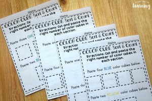 Printable Color Cube Preschool Sorting Worksheets