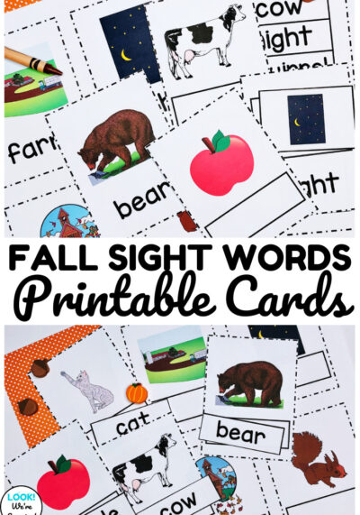 These fall sight word learning cards are perfect for building literacy skills during autumn!