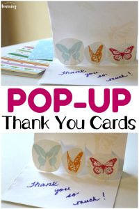 These easy DIY pop up thank you cards are so fun for kids to make! Plus, they're a great way to help kids learn to be thankful!