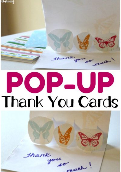 These easy DIY pop up thank you cards are so fun for kids to make! Plus, they're a great way to help kids learn to be thankful!