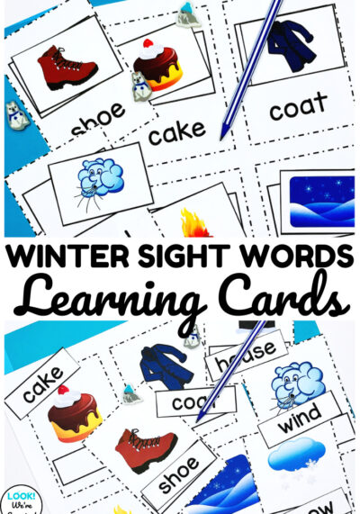 Use these winter sight word learning cards to help early readers build reading fluency!