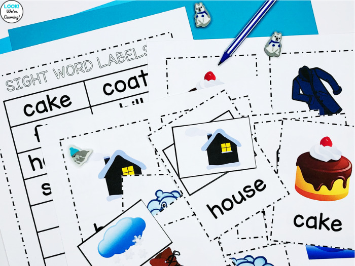 Winter Sight Word Literacy Cards
