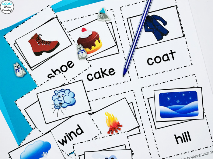 Winter Sight Word Picture Labeling Cards