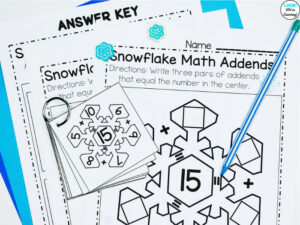 Snowflake Themed Addition Practice for Kids