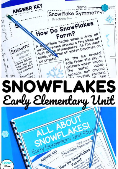 This printable early elementary snowflake unit is perfect for teaching students about snow during the winter!