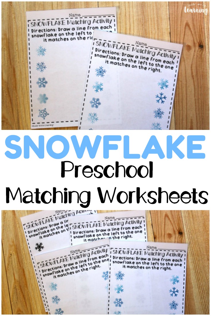 Make shape discrimination into a fun winter learning activity with these snowflake preschool matching worksheets!