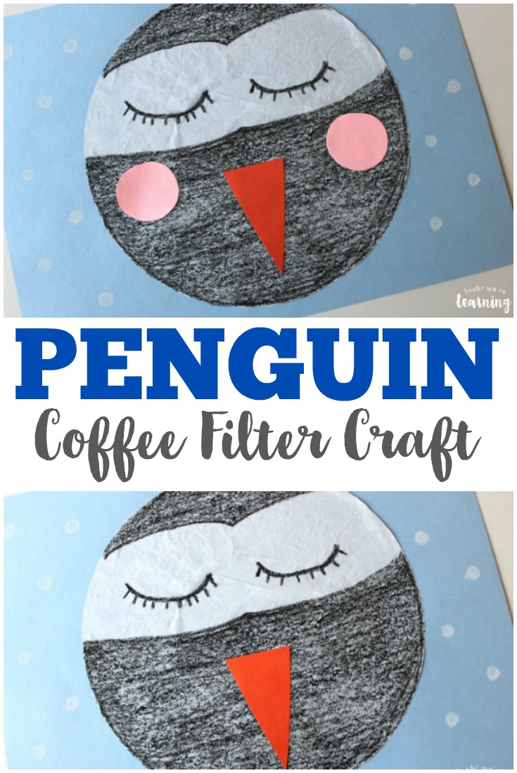 Make this easy and cute coffee filter penguin craft with the kids this winter!