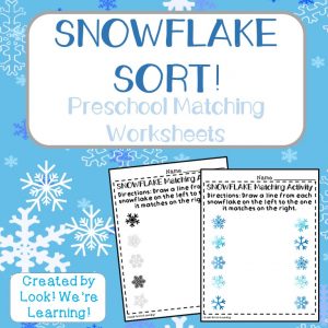 Snowflake Matching Worksheets for Kids