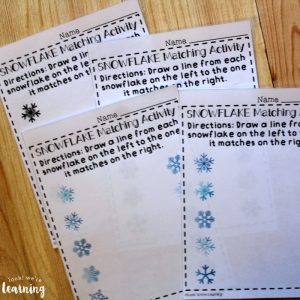 Snowflake Themed Matching Worksheets for Kids
