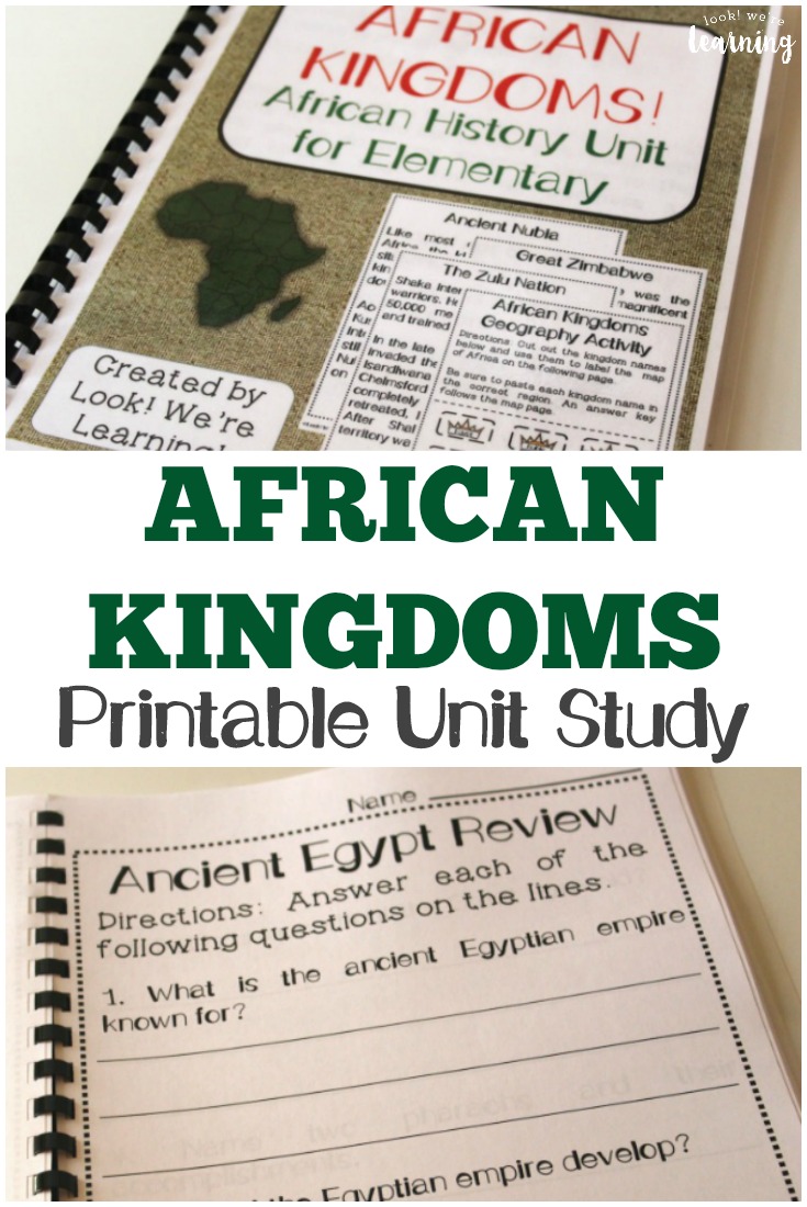 Teach kids about the royal history of Africa with this African Kingdoms printable African history unit study!