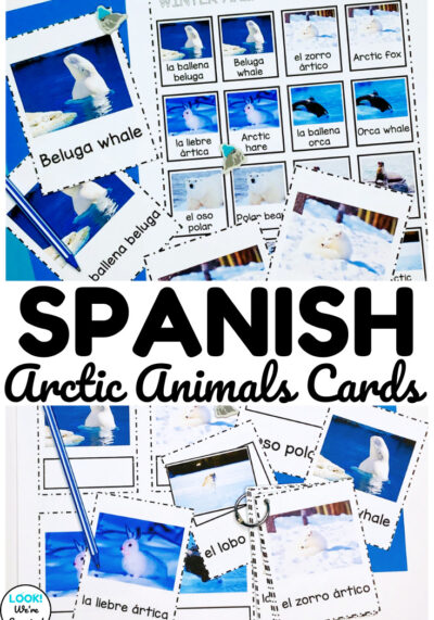 These Spanish Arctic Animal learning cards are perfect for early literacy and science centers and ELL students!