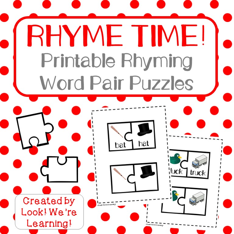 Teachers Rhyme Time Curriculum Reading Education 10 Word Puzzles 