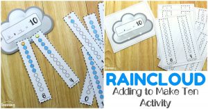 Work on basic addition skills with this fun raincloud themed printable make ten activity!
