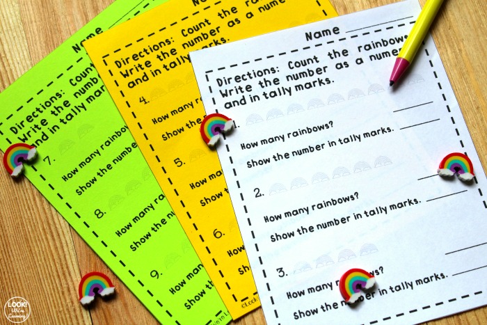 Printable Rainbow Tally Marks Practice Worksheets
