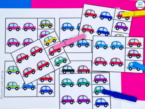 Using Math Pattern Clip Cards with Clothespins