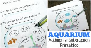 Fun Aquarium-Themed Arithmetic Practice Printables for Kids