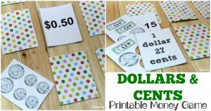 Printable Dollars and Cents Money Game for Kids