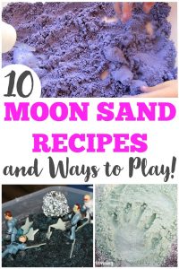 These fun moon sand recipe ideas are so easy to make and share for some quick sensory play!