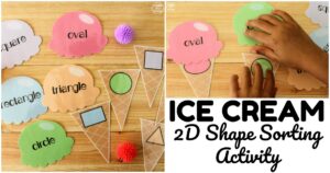 Fun Ice Cream Themed Shape Sorting Activity