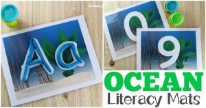 Printable Ocean Playdough Mats for Letters and Numbers