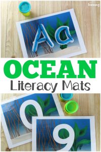 These fun ocean playdough mats are great for practicing literacy and fine motor skills!