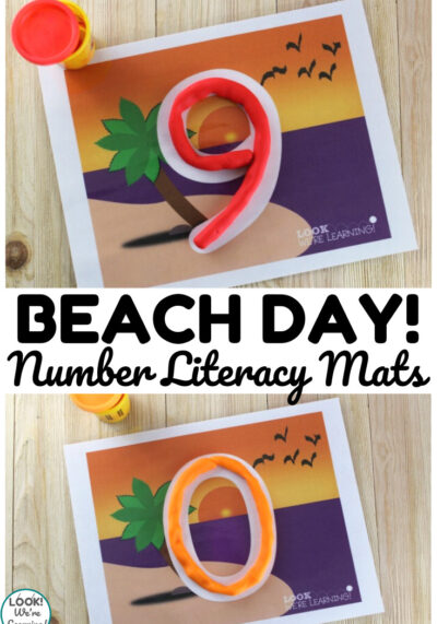 These printable beach number literacy mats are perfect for toddlers, preschoolers, and kindergartners!