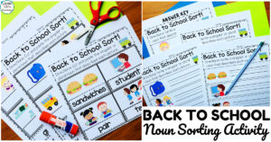 Fun Back to School Noun Sorting Activity for Kids