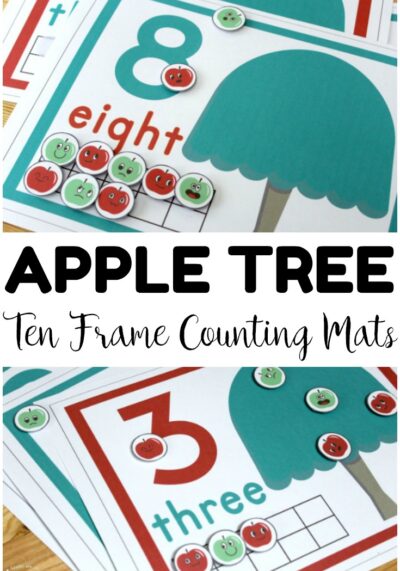 These apple tree ten frame counting mats are so fun for early fall math centers! Makes a great morning tub math activity too!