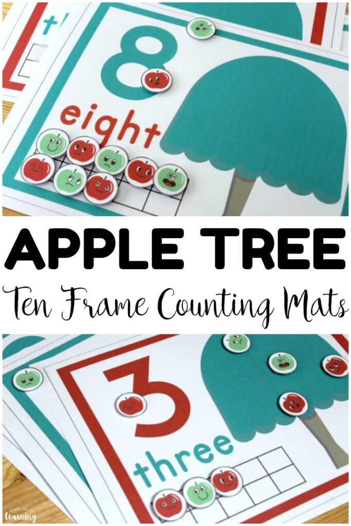 These apple tree ten frame counting mats are so fun for early fall math centers! Makes a great morning tub math activity too!
