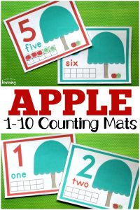 These printable apple tree counting mats are such a fun way to help preschoolers learn to make ten! These would be great for counting, addition, subtraction, or ten frames practice!