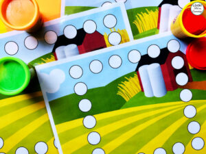 Fun Farm Playdough Shape Mats for Preschool