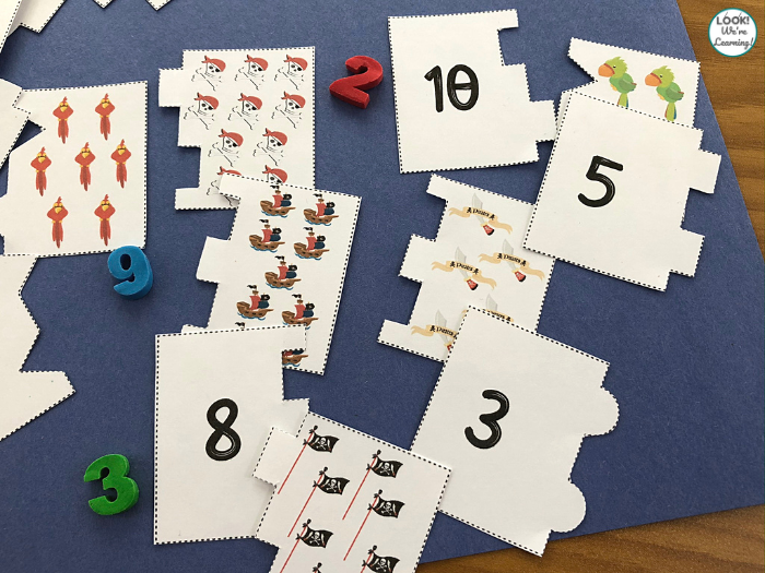 Printable Pirate Themed Counting Puzzles for Kids