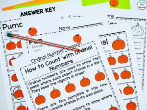 Fun Pumpkin Themed Ordinal Number Worksheets for Kindergarten