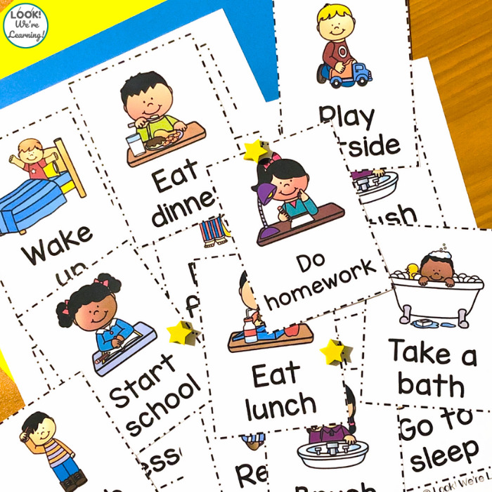 Morning & Nighttime Bedtime 5 Printable Routine Charts for ages 3-7 years Daily Preschool Kindergarten Visual Schedule Card Chart