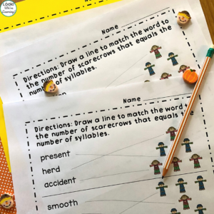 Printable Scarecrow Syllables Activity for Kids