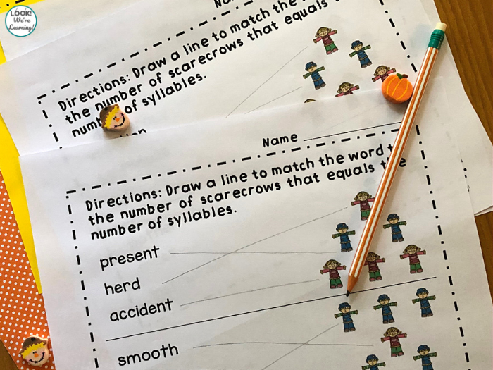 Printable Scarecrow Themed Syllable Counting Activity