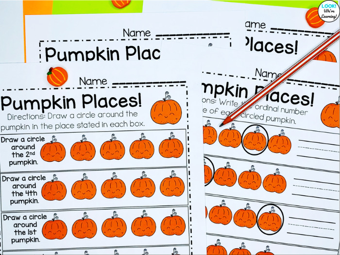 Pumpkin Printable Ordinal Number Practice