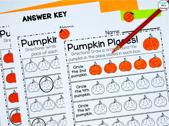 Pumpkin Themed Ordinal Number Activity for Kids