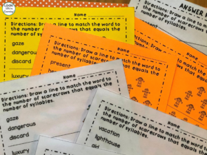 Scarecrow Themed Syllable Counting Activity